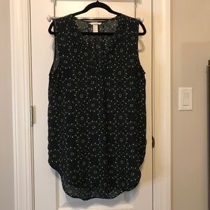 H&M geometric floral print sleeveless vneck tunic top in fall colors (12)